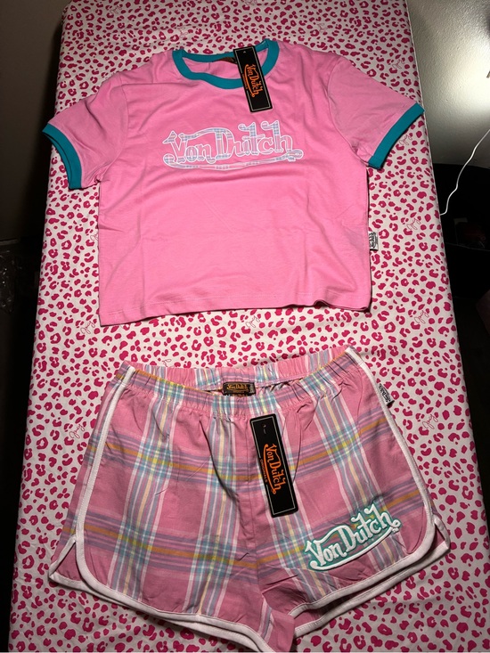 Von Dutch Other - Von Dutch PJs Pink and Teal Shorts Set